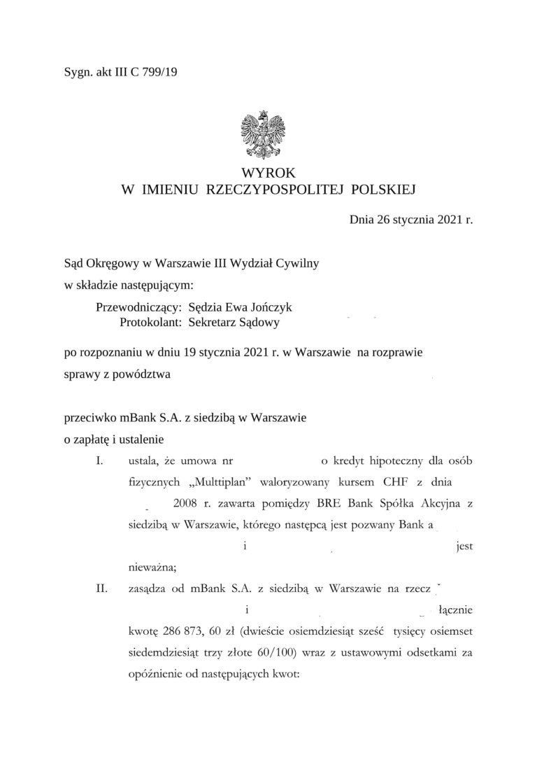 Sąd Apelacyjny w Warszawie – mBank S.A.