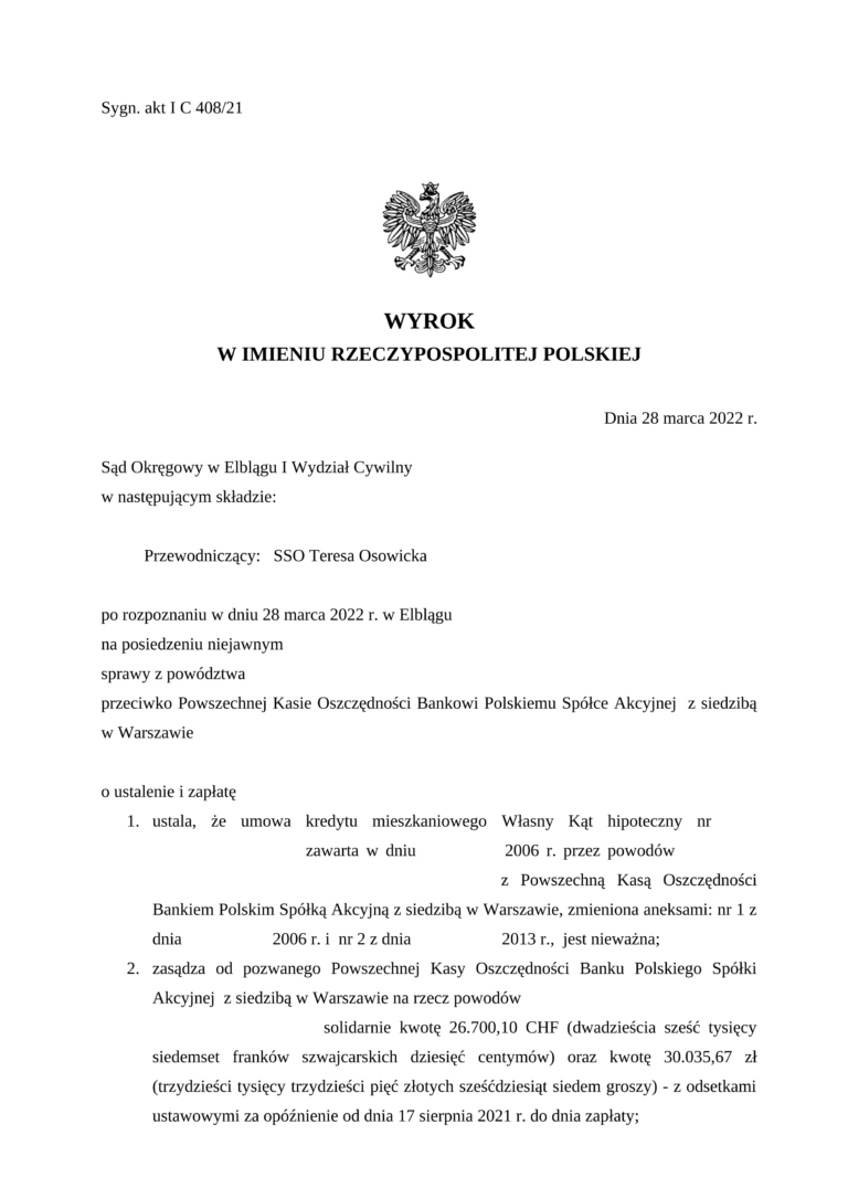 Sąd Okręgowy w Elblągu – PKO Bank Polski S.A.